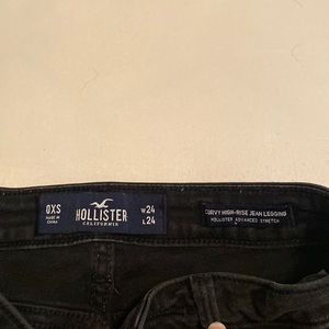 black holister 0xs high waisted black ripped skinny jeans